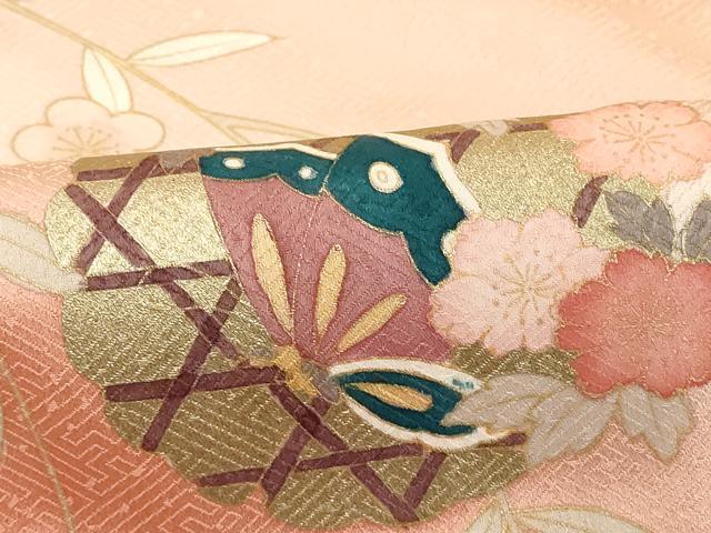 平和屋着物■訪問着 舞蝶枝垂れ花丸文 暈し染め 金彩 大丸扱い 正絹 逸品 DABC4906cd