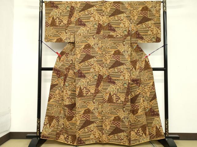 平和屋着物■上質な小紋 切嵌吉祥花文 正絹 逸品 DABC4928cd
