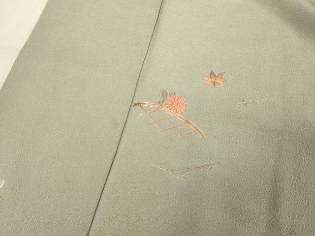 平和屋着物■訪問着 駒刺繍 総刺繍 籬吹き寄せ花文 鬼しぼ縮緬 正絹 逸品 DABC4946cd