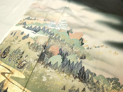 平和屋着物■豪華黒留袖 風景文 暈し染め 金彩 正絹 逸品 DABC4958cd