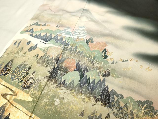平和屋着物■豪華黒留袖 風景文 暈し染め 金彩 正絹 逸品 DABC4958cd