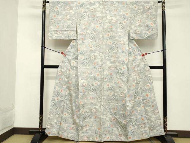 平和屋着物■上質な紬 草花文 正絹 逸品 DABC4988cd