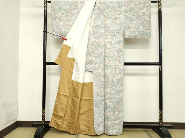 平和屋着物■上質な紬 草花文 正絹 逸品 DABC4988cd
