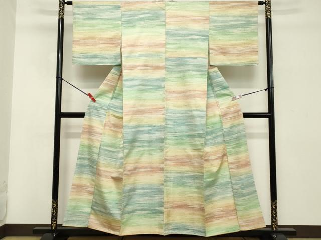 平和屋着物■上質な紬　横段文　正絹　逸品　DABC4991cd