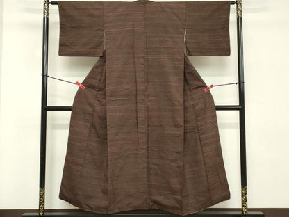 平和屋着物■上質な紬　横段文　正絹　逸品　DABC4992cd