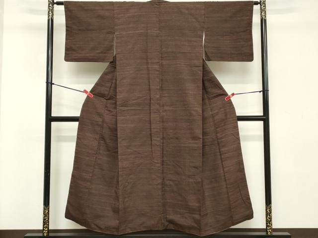 平和屋着物■上質な紬　横段文　正絹　逸品　DABC4992cd