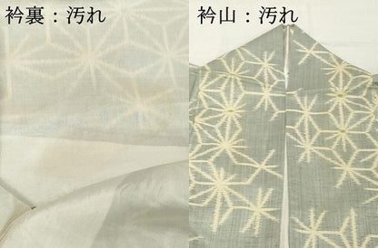 平和屋着物■上質な紬　麻の葉文様　正絹　逸品　DABC4995cd