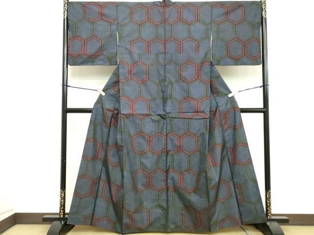 平和屋着物■本場大島紬　7マルキ　亀甲柄　正絹　逸品　DABC5000cd