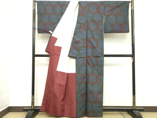 平和屋着物■本場大島紬　7マルキ　亀甲柄　正絹　逸品　DABC5000cd