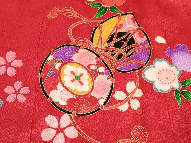 平和屋着物[]七五三　女の子　３歳　祝着　三つ身　刺繍　鼓花車文　暈し染め　金彩　逸品　DABC5002ma