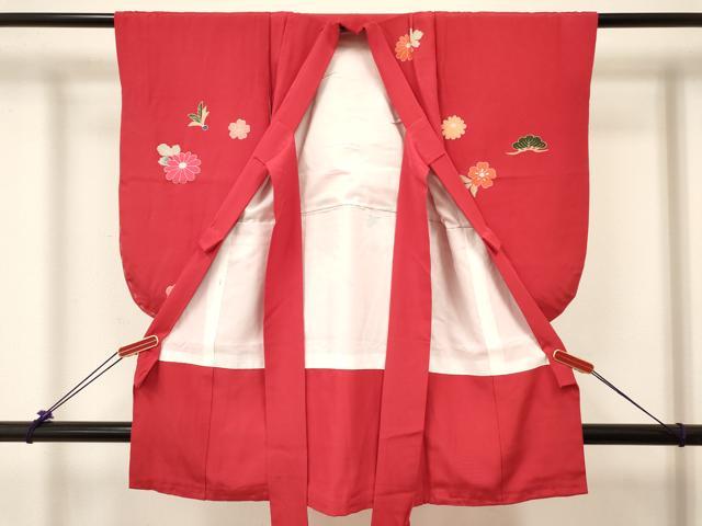 平和屋着物[]七五三　女の子　３歳　祝着　三つ身　玩具鈴花鳥文　金彩　逸品　DABC5004ma