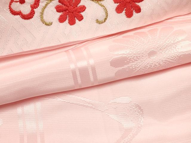 平和屋着物[]女の子　子供　長襦袢　無双仕立て　飛鶴亀甲花地紋　半衿刺繍　洗える着物　DABC5008ma