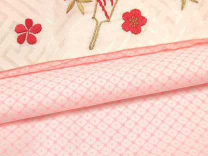 平和屋着物[]女の子　子供　長襦袢　単衣　鹿の子文様　半衿刺繍　洗える着物　DABC5009ma