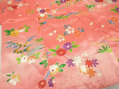 平和屋着物[]七五三　女の子　３歳　祝着　三つ身　長襦袢(単衣・半衿刺繍)・被布セット　流水花文　暈し染め　金彩　DABC5010ma