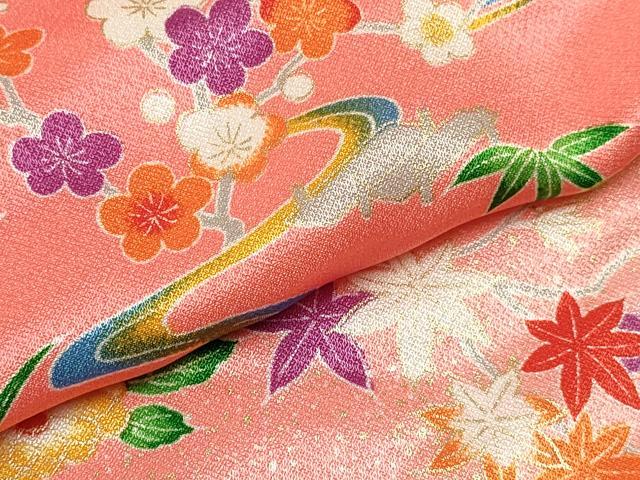 平和屋着物[]七五三　女の子　３歳　祝着　三つ身　長襦袢(単衣・半衿刺繍)・被布セット　流水花文　暈し染め　金彩　DABC5010ma