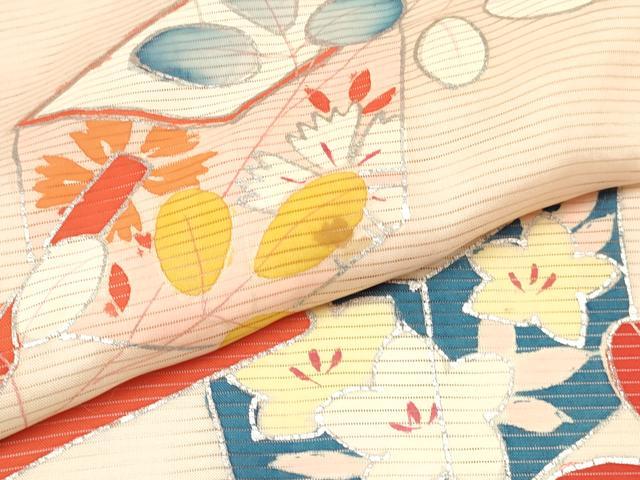 平和屋着物＊夏物 お宮参り 女の子 祝着 産着 初着 のしめ 絽 源氏車陶器花文 暈し染め 銀彩 逸品 DABC5011ma