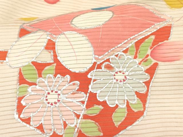 平和屋着物＊夏物 お宮参り 女の子 祝着 産着 初着 のしめ 絽 源氏車陶器花文 暈し染め 銀彩 逸品 DABC5011ma