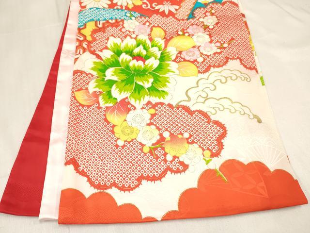 平和屋着物[]お宮参り　女の子　祝着　産着　初着　のしめ　刺繍　御所車花文　金彩　逸品　DABC5012ma