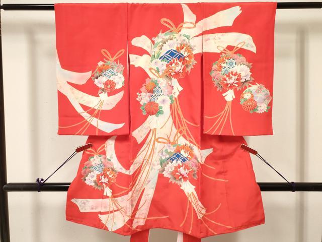 平和屋着物[]お宮参り　女の子　祝着　産着　初着　のしめ　熨斗花丸文　金彩　逸品　DABC5013ma