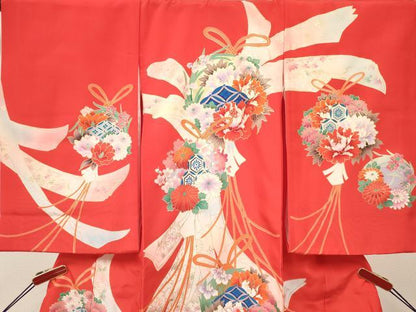 平和屋着物[]お宮参り　女の子　祝着　産着　初着　のしめ　熨斗花丸文　金彩　逸品　DABC5013ma