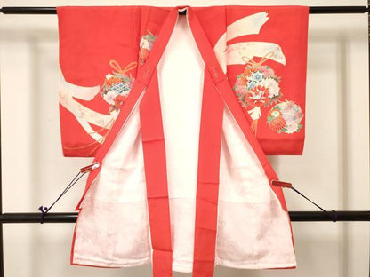 平和屋着物[]お宮参り　女の子　祝着　産着　初着　のしめ　熨斗花丸文　金彩　逸品　DABC5013ma