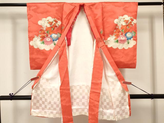 平和屋着物[]お宮参り　女の子　祝着　産着　初着　のしめ　風景牡丹花文　金彩　逸品　DABC5015ma
