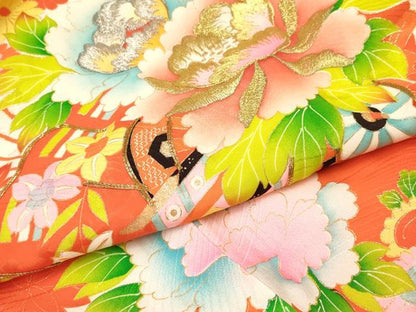平和屋着物[]お宮参り　女の子　祝着　産着　初着　のしめ　駒刺繍　檜扇御所車飛鶴花文　金彩　逸品　DABC5016ma