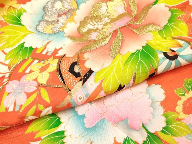 平和屋着物[]お宮参り　女の子　祝着　産着　初着　のしめ　駒刺繍　檜扇御所車飛鶴花文　金彩　逸品　DABC5016ma