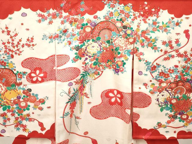 平和屋着物[]お宮参り　女の子　祝着　産着　初着　のしめ　乱菊　鏡裏花文　金彩　逸品　DABC5017ma