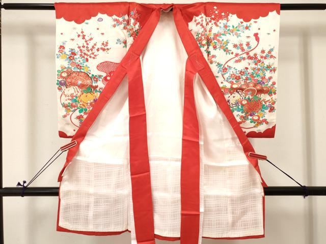 平和屋着物[]お宮参り　女の子　祝着　産着　初着　のしめ　乱菊　鏡裏花文　金彩　逸品　DABC5017ma