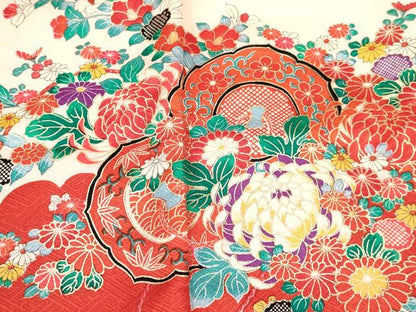 平和屋着物[]お宮参り　女の子　祝着　産着　初着　のしめ　乱菊　鏡裏花文　金彩　逸品　DABC5017ma