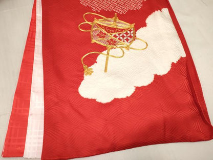 平和屋着物[]お宮参り　女の子　祝着　産着　初着　のしめ　駒刺繍　絞り　糸車花文　逸品　DABC5018ma