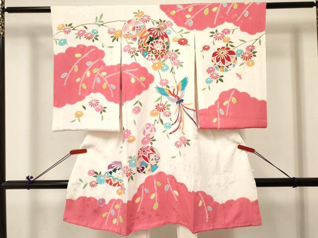 平和屋着物[]お宮参り　女の子　祝着　産着　初着　のしめ　絞り　鳳凰鞠花文　金彩　逸品　DABC5019ma