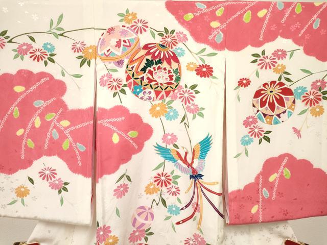 平和屋着物[]お宮参り　女の子　祝着　産着　初着　のしめ　絞り　鳳凰鞠花文　金彩　逸品　DABC5019ma
