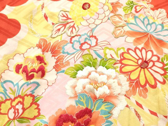 平和屋着物[]アンティーク　大正ロマン　お宮参り　女の子　祝着　産着　初着　のしめ　駒刺繍　折り鶴鞠花文　逸品　DABC5020ma