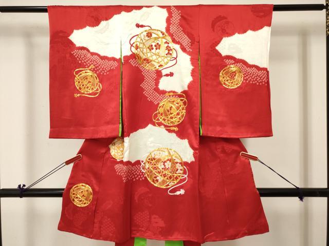 平和屋着物[]お宮参り　女の子　祝着　産着　初着　のしめ　駒刺繍　絞り　鞠花文　逸品　DABC5021ma