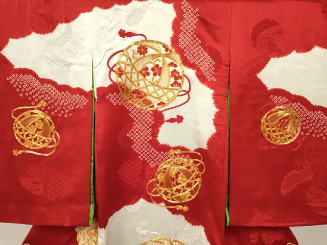 平和屋着物[]お宮参り　女の子　祝着　産着　初着　のしめ　駒刺繍　絞り　鞠花文　逸品　DABC5021ma