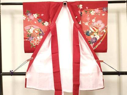 平和屋着物[]お宮参り　女の子　祝着　産着　初着　のしめ　跳うさぎ　花車文　金彩　逸品　DABC5023ma