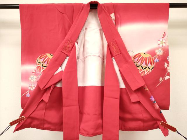 平和屋着物[]お宮参り　女の子　祝着　産着　初着　のしめ　鞠花蝶文　暈し染め　金彩　逸品　DABC5024ma