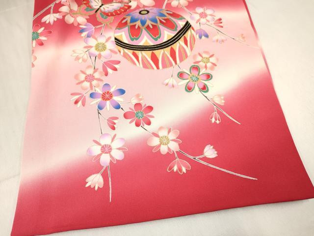 平和屋着物[]お宮参り　女の子　祝着　産着　初着　のしめ　鞠花蝶文　暈し染め　金彩　逸品　DABC5024ma