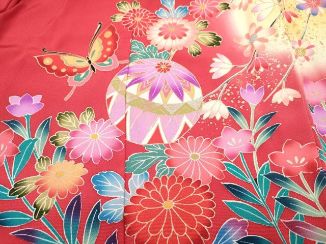 平和屋着物[]お宮参り　女の子　祝着　産着　初着　のしめ　鞠花蝶文　暈し染め　金彩　逸品　DABC5024ma