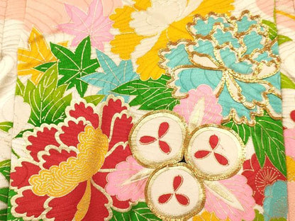 平和屋着物[]お宮参り　女の子　祝着　産着　初着　のしめ　駒刺繍　草花文　金銀彩　逸品　DABC5025ma