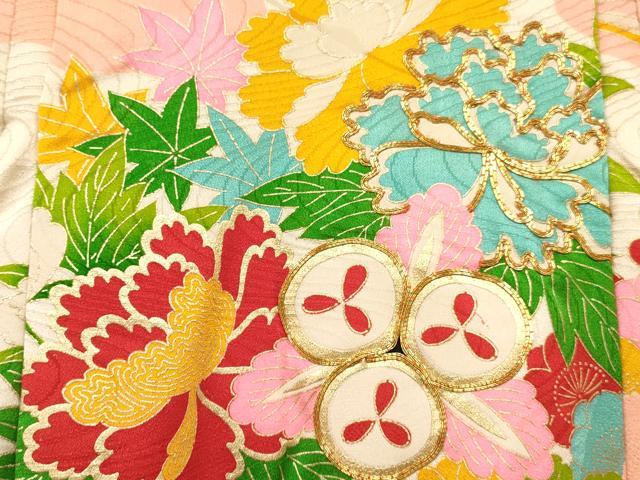 平和屋着物[]お宮参り　女の子　祝着　産着　初着　のしめ　駒刺繍　草花文　金銀彩　逸品　DABC5025ma