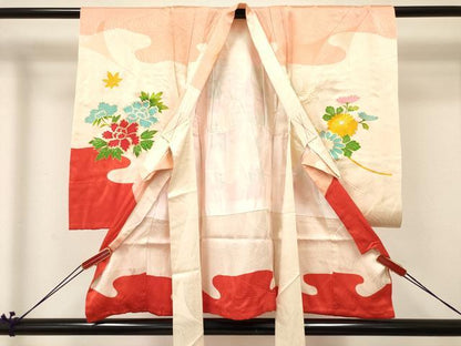 平和屋着物[]お宮参り　女の子　祝着　産着　初着　のしめ　駒刺繍　草花文　金銀彩　逸品　DABC5025ma