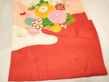平和屋着物[]お宮参り　女の子　祝着　産着　初着　のしめ　駒刺繍　草花文　金銀彩　逸品　DABC5025ma