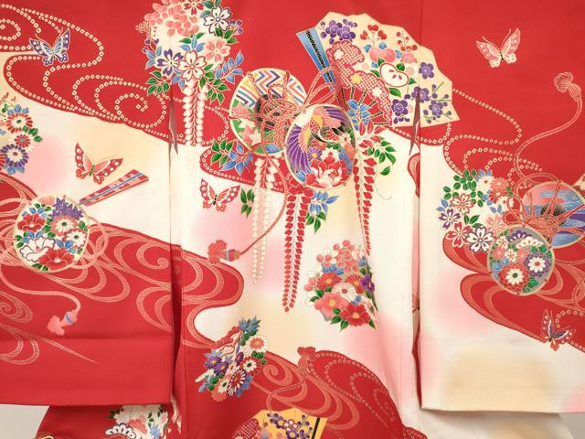 平和屋着物[]お宮参り　女の子　祝着　産着　初着　のしめ　鳳凰鼓花蝶文　暈し染め　金彩　逸品　DABC5030ma