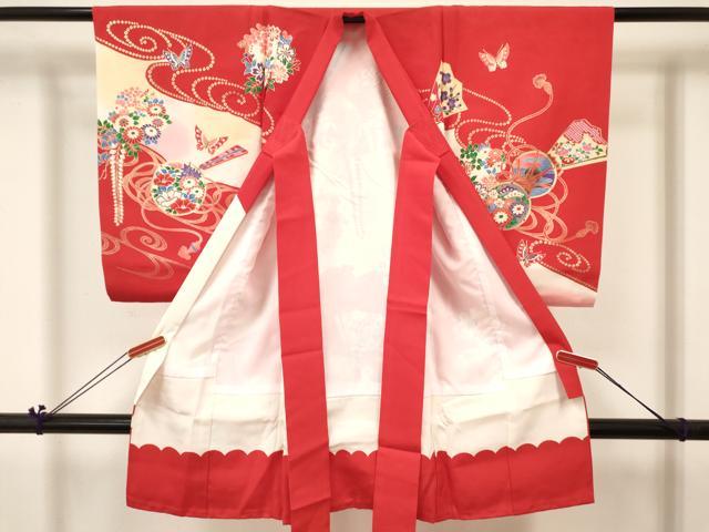 平和屋着物[]お宮参り　女の子　祝着　産着　初着　のしめ　鳳凰鼓花蝶文　暈し染め　金彩　逸品　DABC5030ma