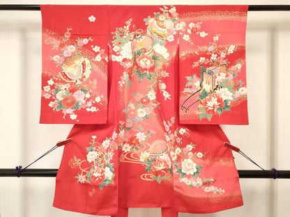 平和屋着物[]お宮参り　女の子　祝着　産着　初着　のしめ　鈴　花筏　暈し染め　金彩　逸品　DABC5031ma