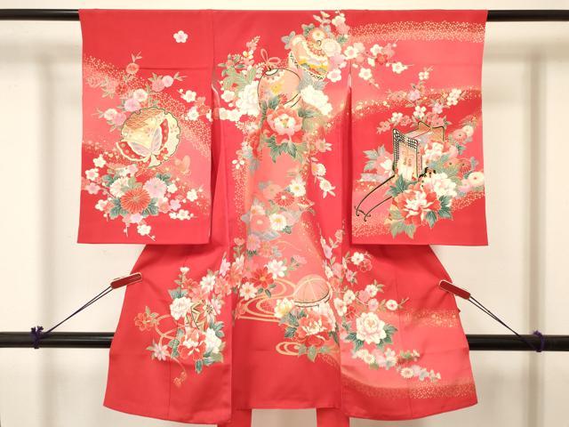 平和屋着物[]お宮参り　女の子　祝着　産着　初着　のしめ　鈴　花筏　暈し染め　金彩　逸品　DABC5031ma