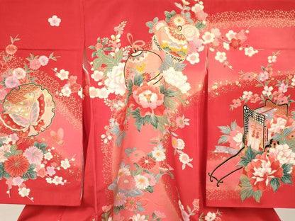 平和屋着物[]お宮参り　女の子　祝着　産着　初着　のしめ　鈴　花筏　暈し染め　金彩　逸品　DABC5031ma